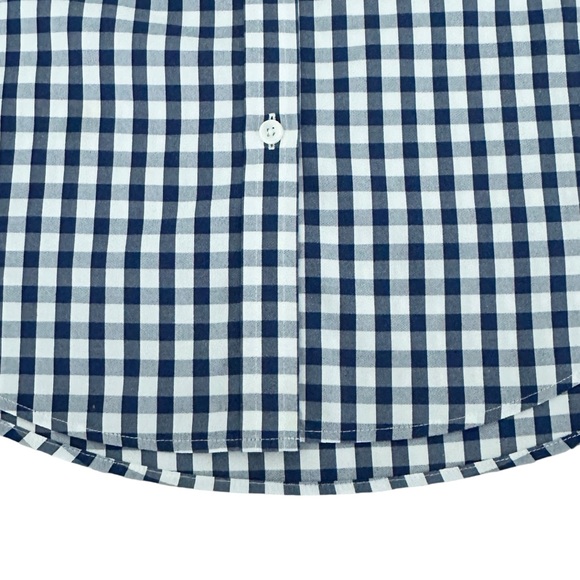 LL Bean Wrinkle-Free Pinpoint Oxford Shirt In Navy Plaid Check Women’s L - Picture 7 of 11